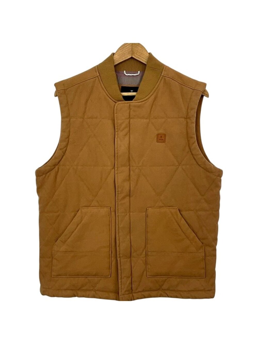 The Roark Revival Vest Mens Large Brown Quilted Canvas Zip Pockets Insulated